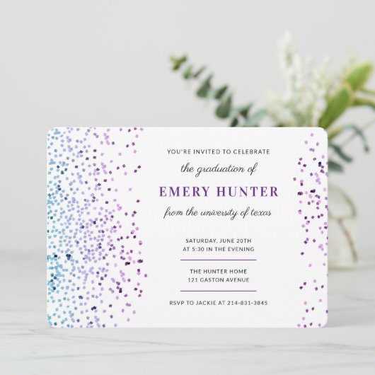 Invitation Parties scintillant éparse Bleu et pourpre Graduat (Debout devant)