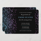 Invitation Parties scintillant éparse Bleu et pourpre Graduat (Devant / Derrière)