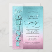 Invitation Parties scintillant et brillant Quinceanera Turquo (Devant)