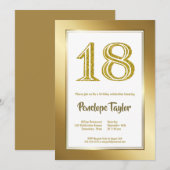 Invitation Parties scintillant et Gold 18ème anniversaire (Devant / Derrière)