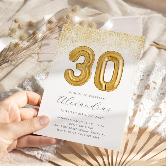 Invitation Parties scintillant et or 30e anniversaire de ball