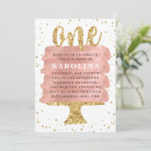 Invitation Parties scintillant et Rose Gold Cake Premier anni (Debout devant)