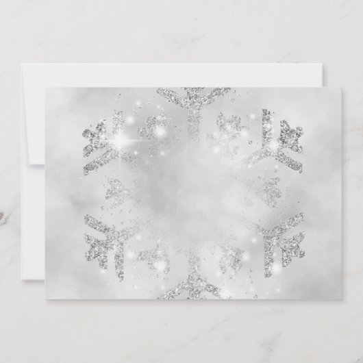 Invitation Parties scintillant et ruban en argent | Fête de N (Dos)