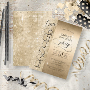 Invitation Parties scintillant et Shine Quinceanera Gold ID70