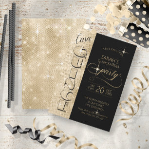 Invitation Parties scintillant et Shine Quinceanera Noir/Or I