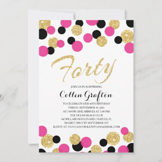 Invitation Parties scintillant étincelante Confetti | Anniver (Devant)