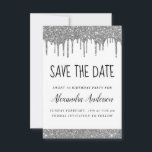 Invitation Parties scintillant étincelante en argent Sweet 16<br><div class="desc">Sweet sixteen de Parties scintillant à goutte d'argent et de blanc - 16 Fête d'anniversaire de la fille Enregistrer la date Invitation. Cette invitation est parfaite pour la Sparkle Parties scintillant Sweet 16th Birthday Party qui cherche à célébrer dans un style élégant et moderne.</div>