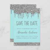 Invitation Parties scintillant étincelante en argent Sweet 16 (Devant / Derrière)