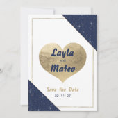 Invitation Parties scintillant étincelante en or bleu marine  (Devant)