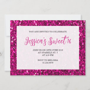 Invitation Parties scintillant étincelante rose chaud Sweet 1