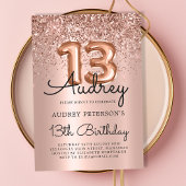 Invitation Parties scintillant étincelante Rose or ballon 13e