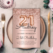 Invitation Parties scintillant étincelante Rose or ballon 21e