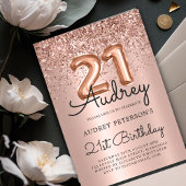 Invitation Parties scintillant étincelante Rose or ballon 21e
