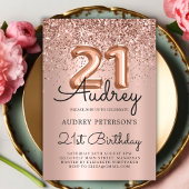 Invitation Parties scintillant étincelante Rose or ballon 21e
