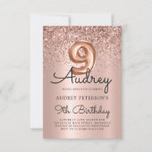 Invitation Parties scintillant étincelante Rose or ballon 9e  (Devant)