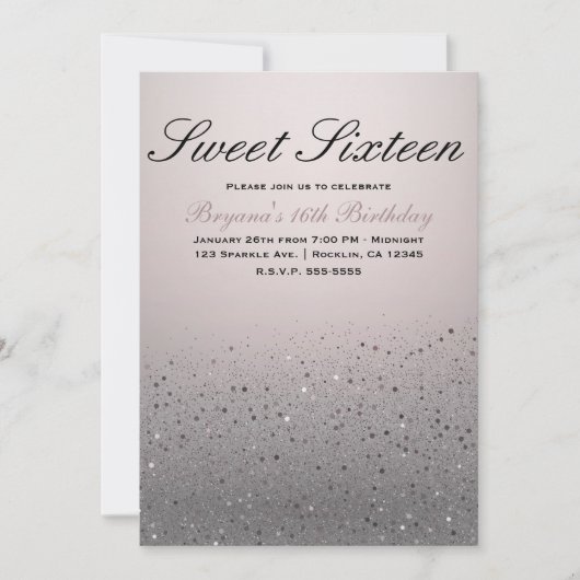 Invitation Parties scintillant étincelante rose vif Douce 16  (Devant)