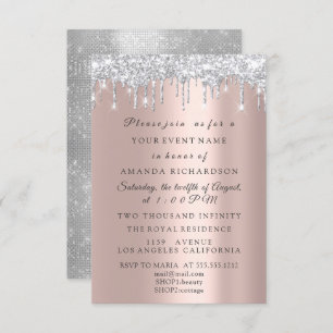 Invitation Parties scintillant étincelante Silver Grey Rose n