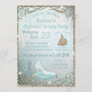 Invitation Parties scintillant étincelle Cendrillon en verre