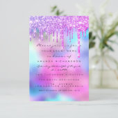 Invitation Parties scintillant étincelle goutte argent licorn (Debout devant)