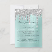 Invitation Parties scintillant étincelle gouttes Silver Aqua (Devant)