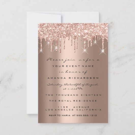 Invitation Parties scintillant étincelle Rose  Gold Bridal Sw (Devant)