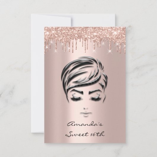 Invitation Parties scintillant étincelle Rose Gold Sweet 16th (Dos)