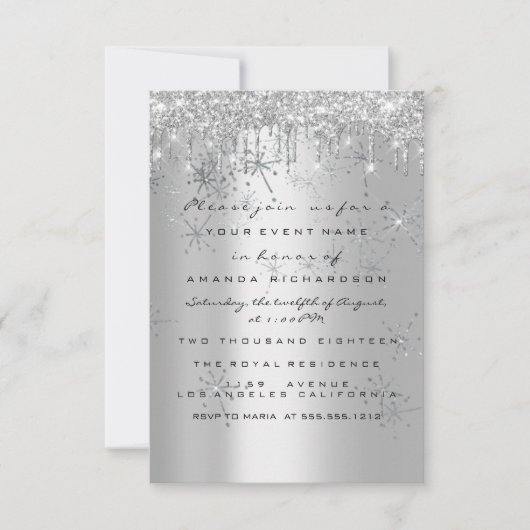 Invitation Parties scintillant étincelle Rose Silver Bridal S (Devant)