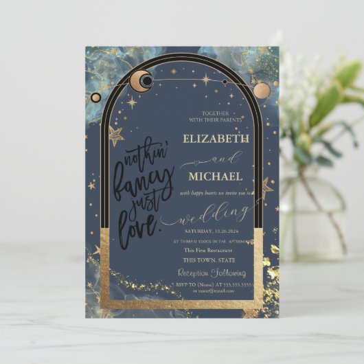 Invitation Parties scintillant étoile de Soleil Or Celeste Ma (Debout devant)