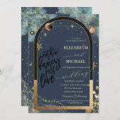 Invitation Parties scintillant étoile de Soleil Or Celeste Ma (Devant / Derrière)