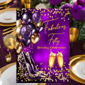 Invitation Parties scintillant fabuleuse Purple Gold talons h