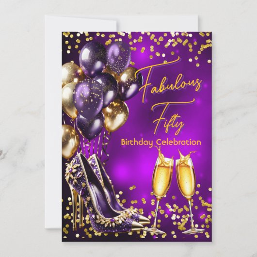 Invitation Parties scintillant fabuleuse Purple Gold talons h (Devant)