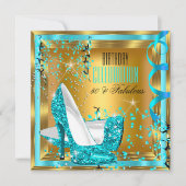 Invitation Parties scintillant fabuleuse Turquoise talons d'o (Devant)