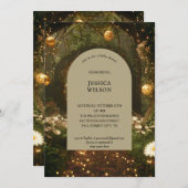 Invitation Parties scintillant Fairy Tale Enchanted Forest Ba (Devant / Derrière)