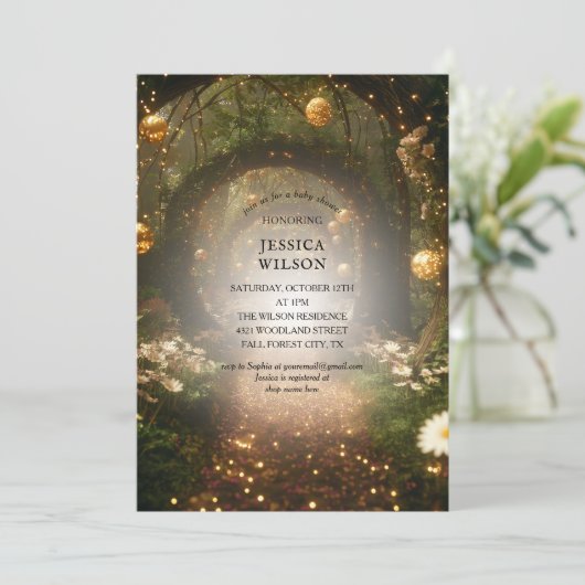 Invitation Parties scintillant Fairy Tale Enchanted Forest Ba (Debout devant)