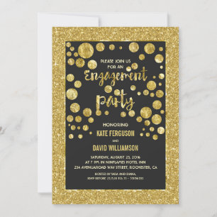 Invitation parties scintillant fausse or et confetti fiançail