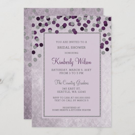 Invitation PARTIES SCINTILLANT FAUX Fête des mariées de confe (Devant / Derrière)