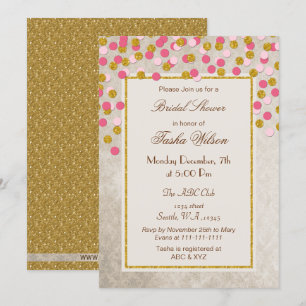 Invitation PARTIES SCINTILLANT FAUX Fête des mariées de confe