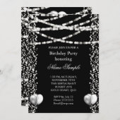 Invitation Parties scintillant Faux Foil Ballons d'argent Noi (Devant / Derrière)