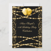 Invitation Parties scintillant Faux Foil Gold Ballons Noir An (Dos)
