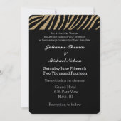 Invitation Parties scintillant Faux Noir et Or Zebra Mariage  (Devant)