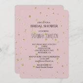 Invitation Parties scintillant Faux rose et or Confetti nupti (Devant / Derrière)