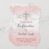 Invitation parties scintillant faux rose sur marbre Confirmat (Devant / Derrière)