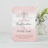 Invitation parties scintillant faux rose sur marbre Confirmat (Debout devant)