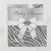 Invitation Parties scintillant Faux Zebra Baby shower d'impre (Devant / Derrière)
