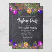 Invitation Parties scintillant Festif Noël Wreath Diner fêtes (Devant / Derrière)