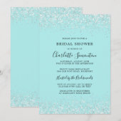 Invitation Parties scintillant Fête des mariées Silver Turquo (Devant / Derrière)