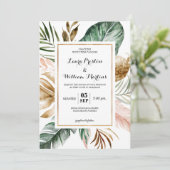 Invitation Parties scintillant Feuille tropicale Mariage de c (Debout devant)