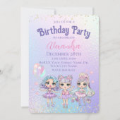 Invitation Parties scintillant fille mignonne poupées Hologra (Devant)