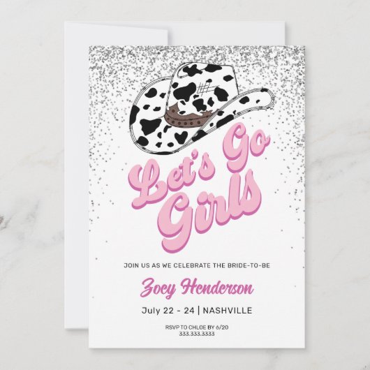 Invitation Parties scintillant Filles du week-end Bachelorett (Devant)