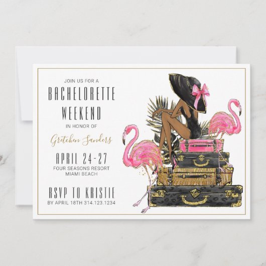 Invitation Parties scintillant Flamant rose Bachelorette Part (Devant)